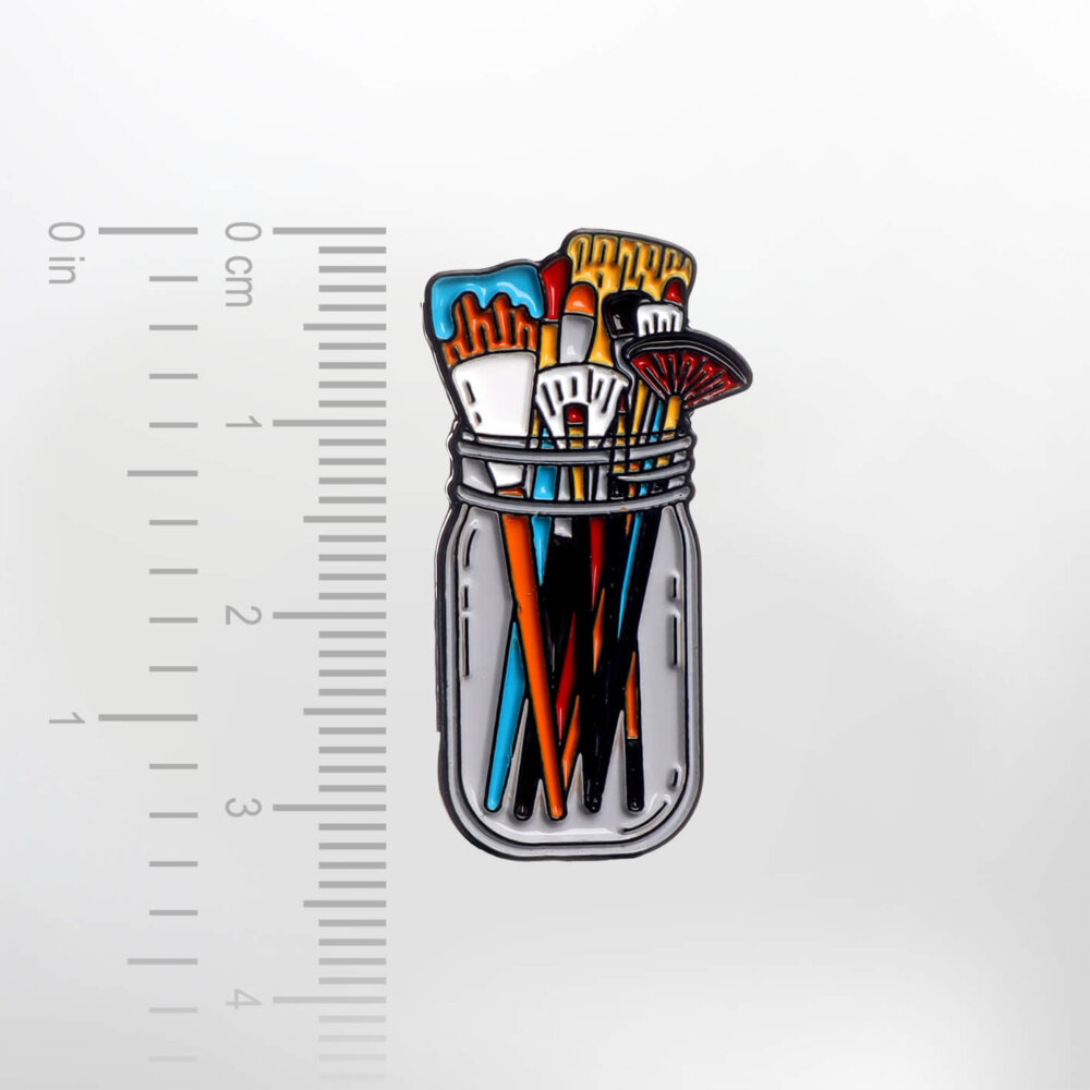 Paint Brushes in a Jar – Smaltovaný odznak (#274) - Image 2